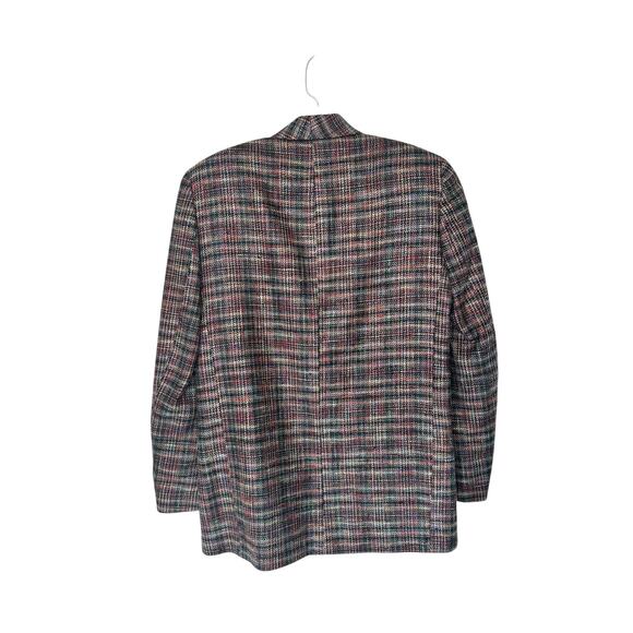 Vintage Plaid Light Academia Preppy Office Work Career Silk Blazer Size 4 - Picture 10 of 13